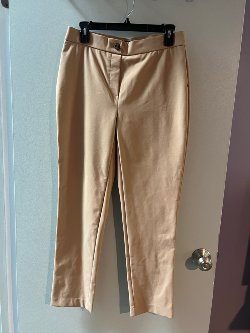 J&L Atelier Beige Slim Straight Dress Pants, S/P